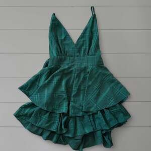 Oh Polly Emerald Green Tiered Ruffle Romper - Size 8